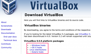 VIrtualBoxの公式ページ